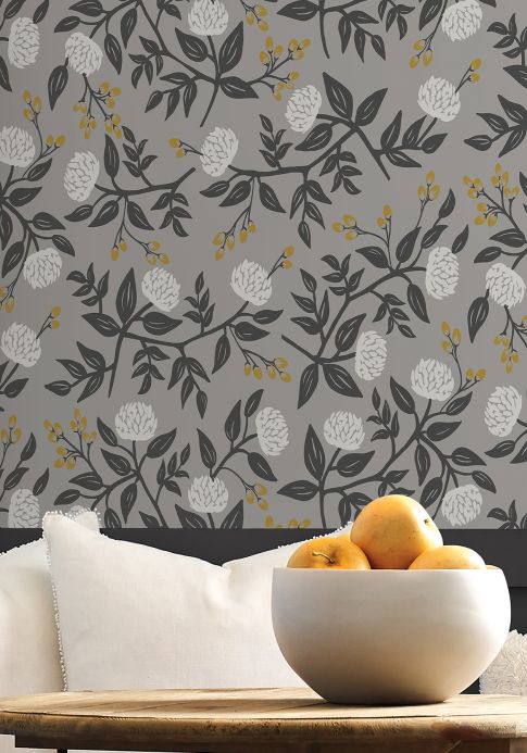 Popular wallpapers Wallpaper Peonies light grey Room View