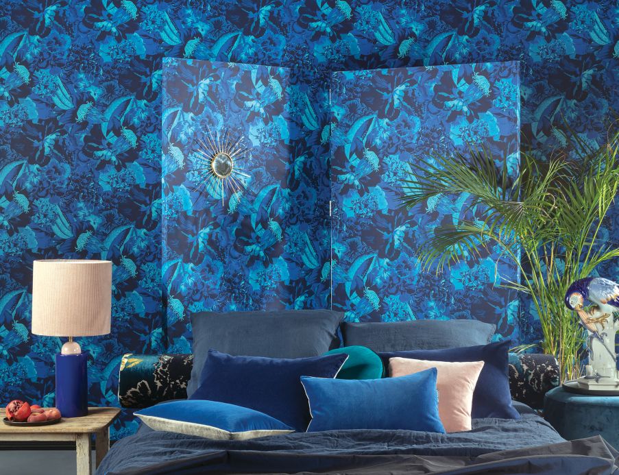 Papel de parede botânico Papel de parede Silvam tons de azul Ver ambiente
