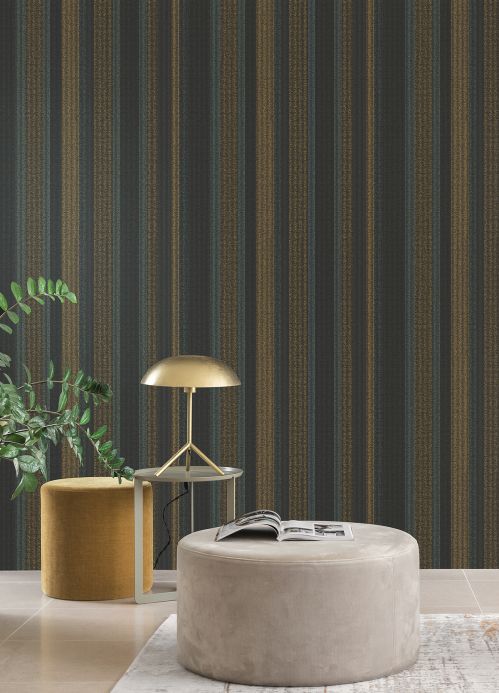 Striped Wallpaper Wallpaper Tekin golden yellow Room View