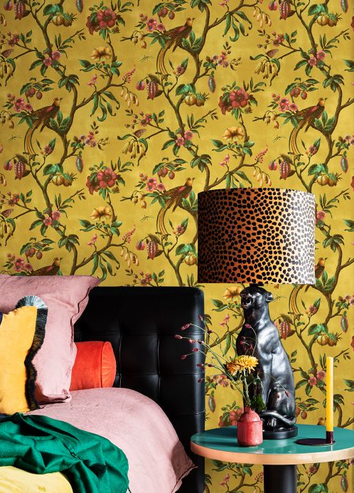 Styles Wallpaper Camille light curry yellow Room View