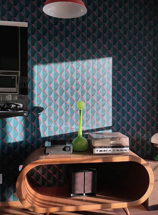 Geometric Wallpaper Wallpaper Jarid water blue Room View