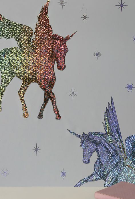 Archiv Papel pintado Flying Unicorns plata metálico Ver habitación