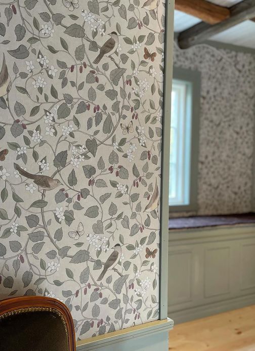 Butterfly Wallpaper Wallpaper Elisa light grey Room View
