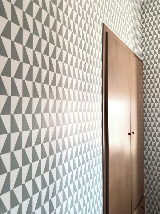 Geometric Wallpaper Wallpaper Balder mint grey Room View