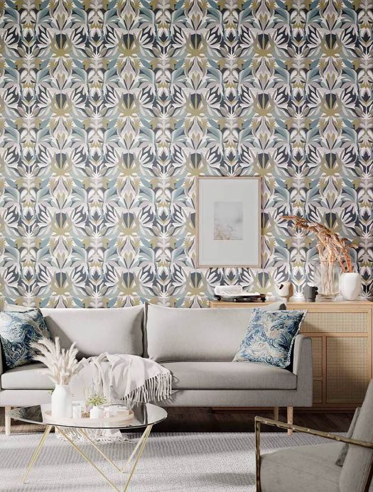 Modern Wallpaper Wallpaper Jalis mint grey Room View