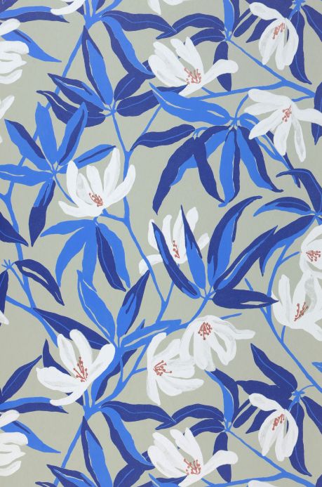 Papel de parede floral Papel de parede Tarbana azul Largura do rolo