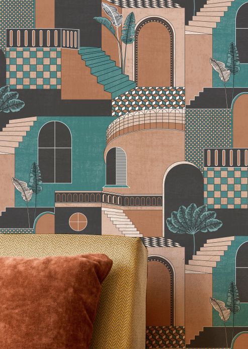 Paper-based Wallpaper Wallpaper Verney turquoise blue Room View