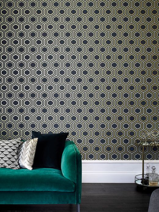 Geometric Wallpaper Wallpaper Malwin anthracite grey Room View