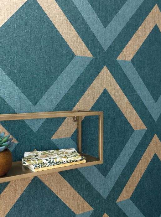 Geometric Wallpaper Wallpaper Cameron ocean blue Room View