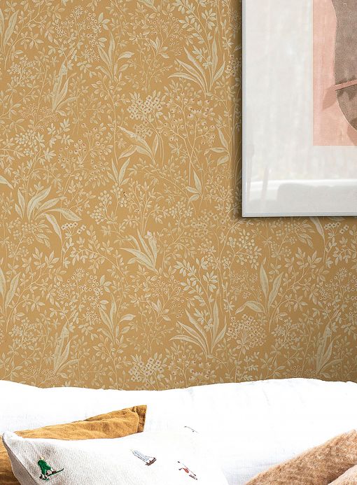 Floral Wallpaper Wallpaper Pilar ochre Room View