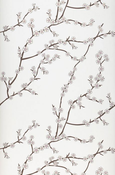 Papel de parede botânico Papel de parede Kyoto branco creme Largura do rolo