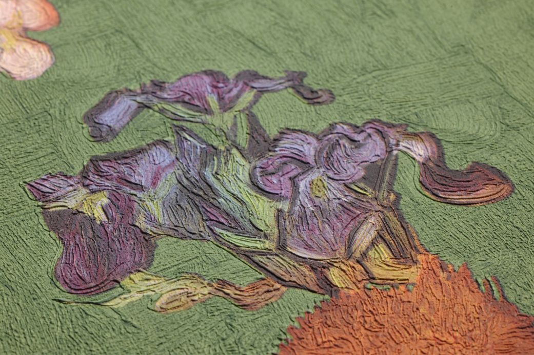 Van Gogh Tapeten Tapete VanGogh Flowers Resedagrün Detailansicht