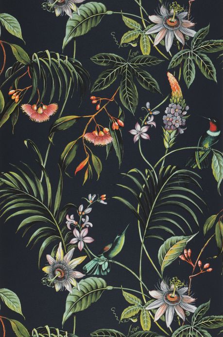 Papel pintado botánico Papel pintado Oasis negro Ancho rollo