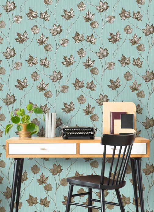 Archiv Wallpaper Alissa pastel turquoise Room View