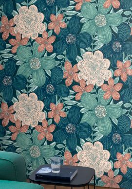 Wallpaper Othilia mint turquoise Raumansicht