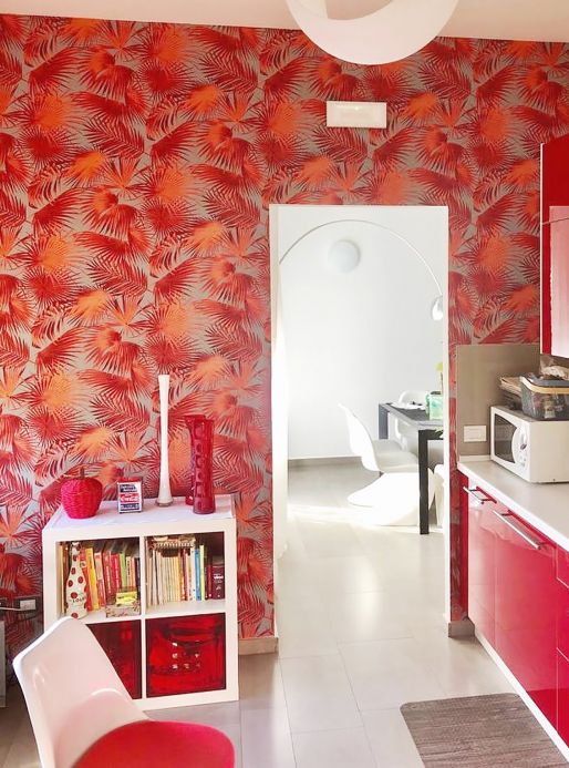 Red Wallpaper Wallpaper Konda pastel orange Room View