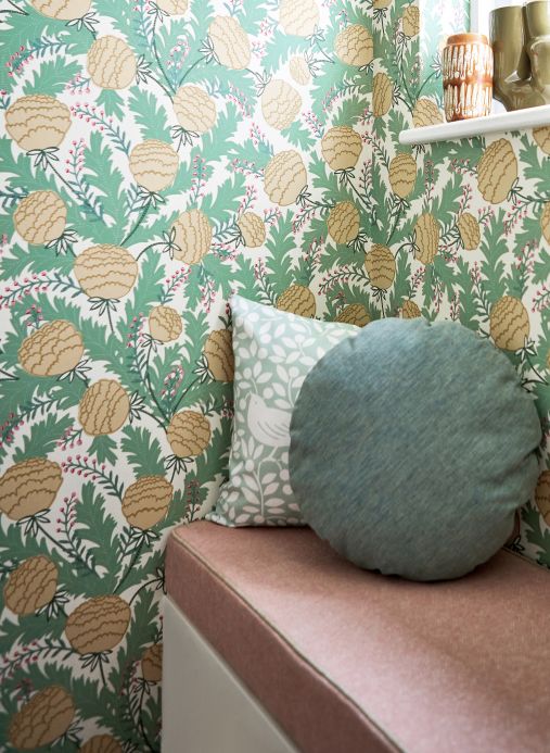 Green Wallpaper Wallpaper Aranami ivory Room View