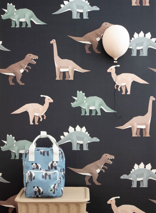 Animal Wallpaper Wall mural Dinosaur 02 black Room View