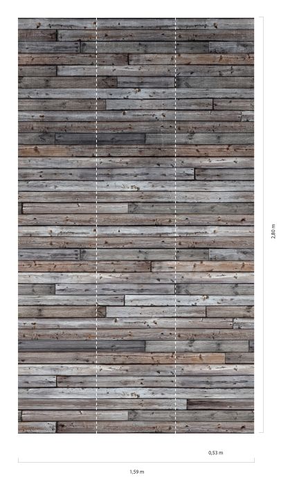Carta da parati legno Fotomurale Beach Wood toni di grigio Visuale dettaglio