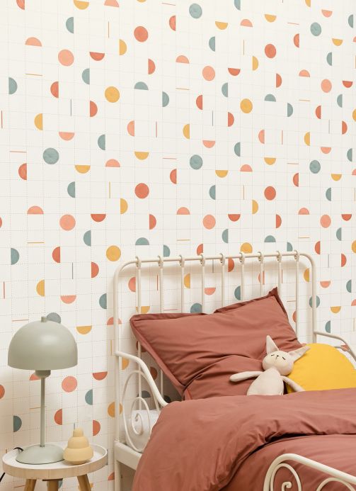Geometric Wallpaper Wallpaper Ondas cream white Room View