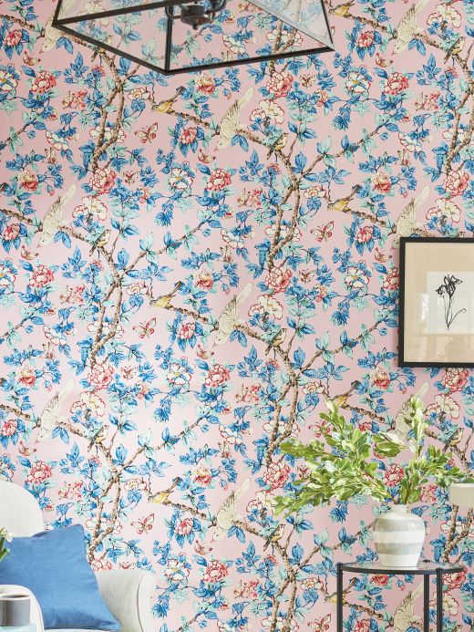 Bird Wallpaper Wallpaper Jardine light pink Room View