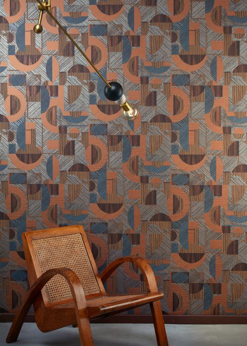 Geometric Wallpaper Wallpaper Paseo pearl blue Room View