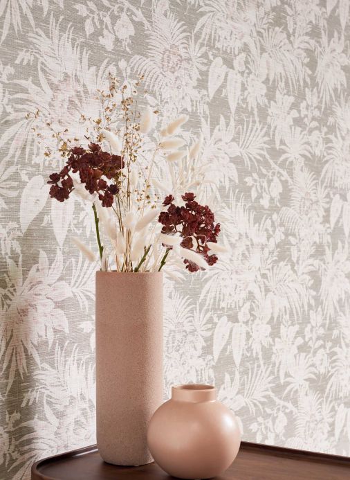 Papel pintado botánico Papel pintado Moa gris Ver habitación