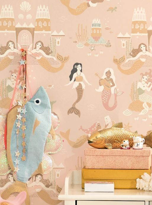 Papel pintado Majvillan Papel pintado Mermaid Reef rosa pálido Ver habitación