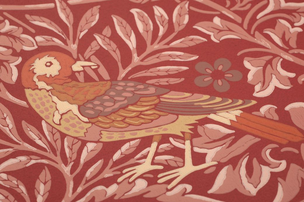 William Morris Wallpaper Wallpaper Morris Birds ruby red Detail View