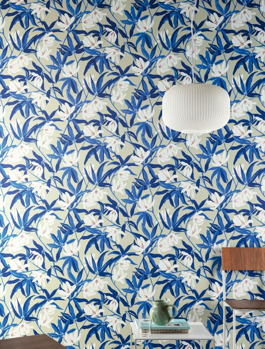 Floral Wallpaper Wallpaper Tarbana blue Room View