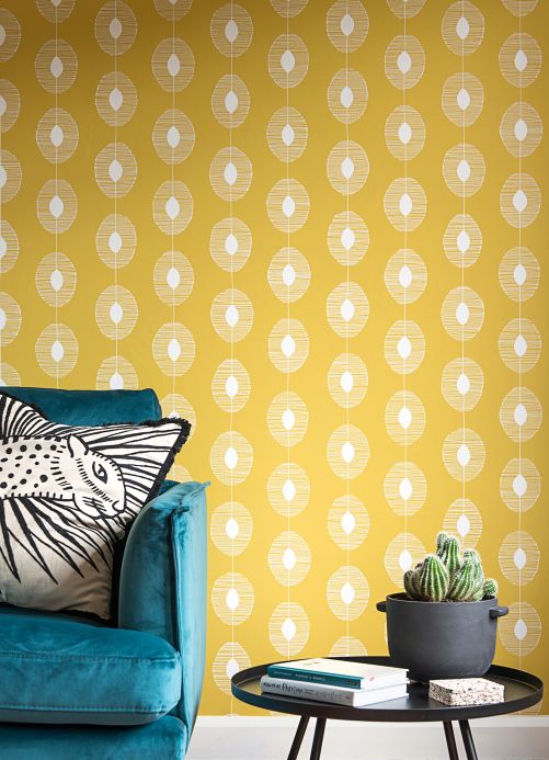 Hallway Wallpaper Wallpaper Dewdrops lemon yellow Room View