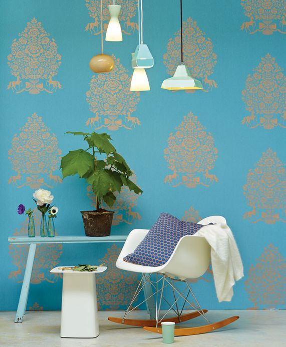 Archiv Wallpaper Sisan light blue Room View