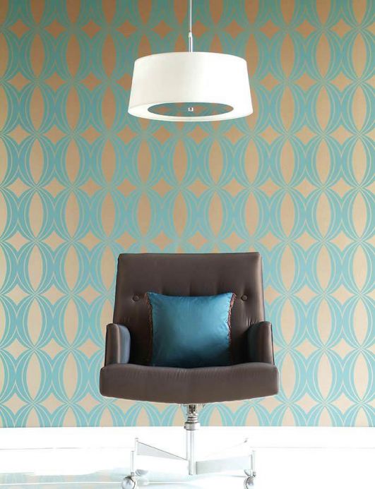 Archiv Wallpaper Athena turquoise Room View