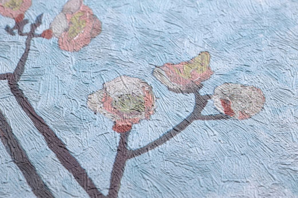 Papel de parede botânico Papel de parede VanGogh Branches turquesa pastel claro Ver detalhe
