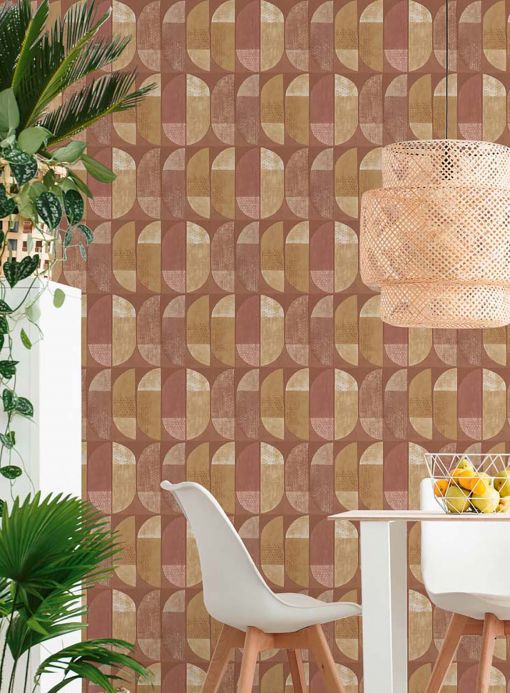 Geometric Wallpaper Wallpaper Juniper ochre Room View