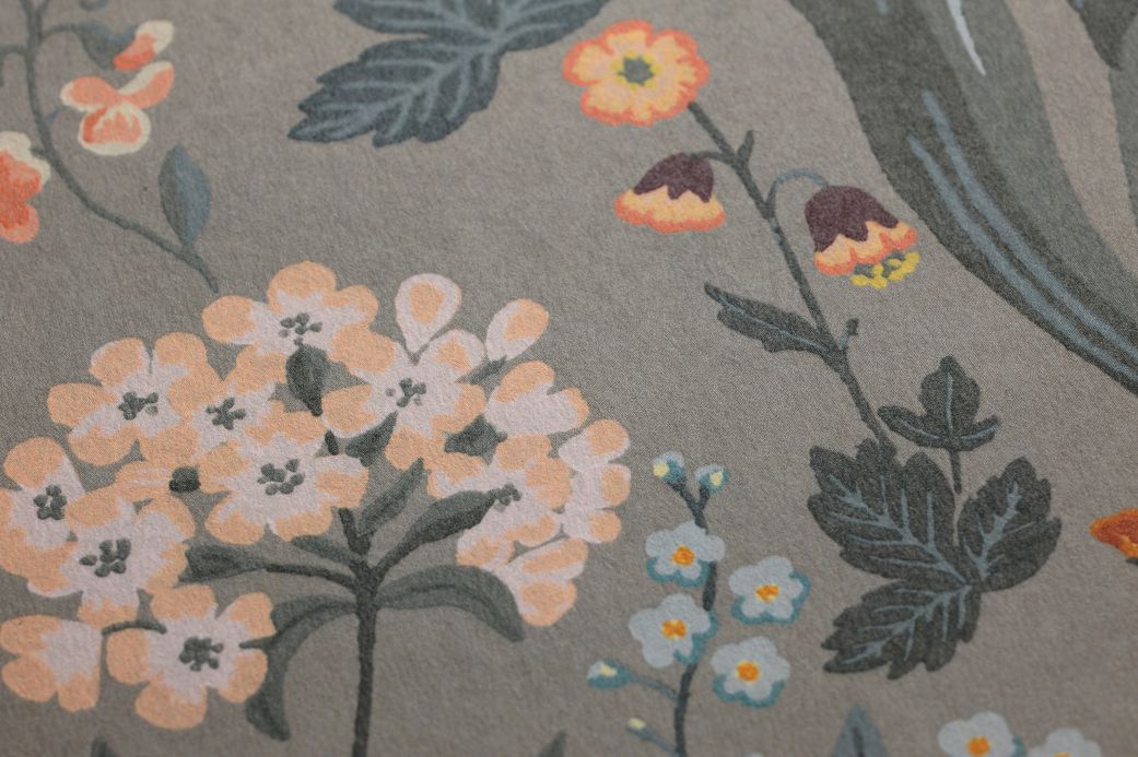 Papel de parede floral Papel de parede Isabelle cinza pedra Ver detalhe