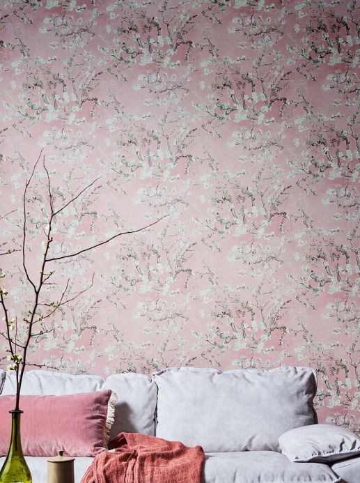 Modern Wallpaper Wallpaper VanGogh Blossom pale rosewood Room View