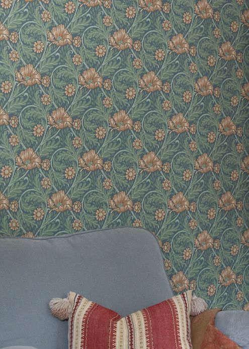 Classic Wallpaper Wallpaper Hilde blue grey Room View