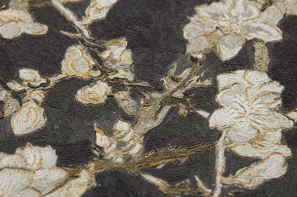 Material Tapete VanGogh Blossom Umbragrau Detailansicht