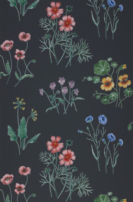 Floral Wallpaper Wallpaper Melodie graphite grey Roll Width