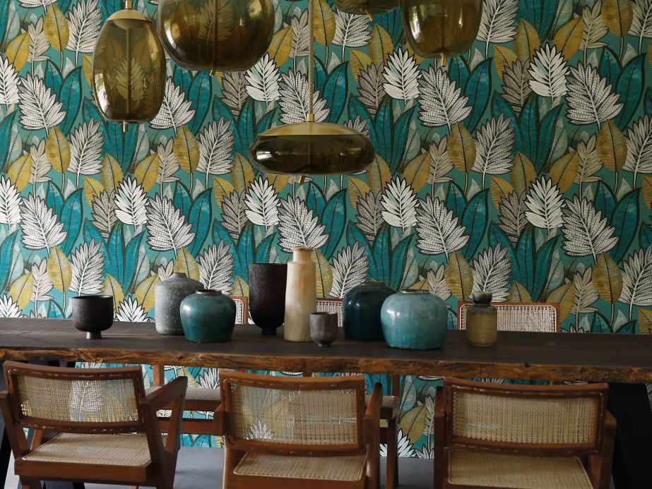 Geometric Wallpaper Wallpaper Isadora mint turquoise Room View
