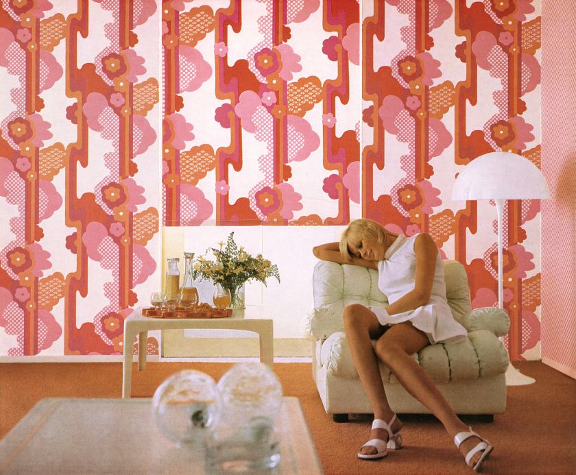 Pink Wallpaper Wallpaper Avantgarde orange Room View