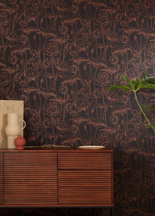 Floral Wallpaper Wallpaper Umbra pearlescent copper Room View
