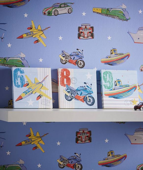 Children’s Wallpaper Wallpaper Alonso pastel blue Room View