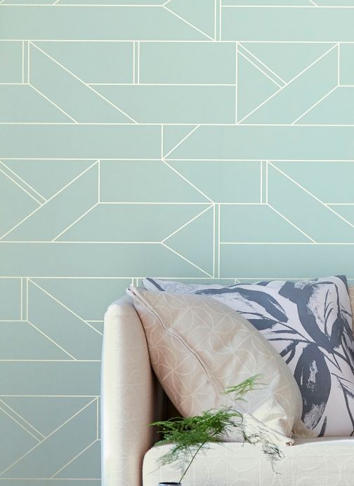 Geometric Wallpaper Wallpaper Elmi white blue Room View