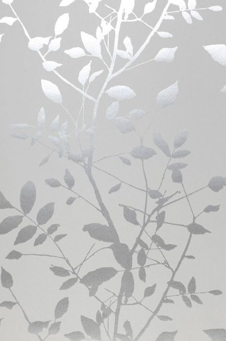 Papel pintado botánico Papel pintado Glorette plata Ancho rollo