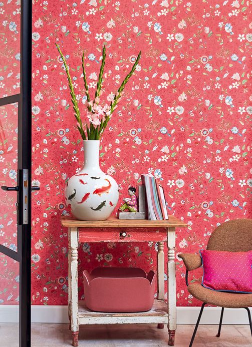 Papel de parede floral Papel de parede Carline rosa antique Ver quarto
