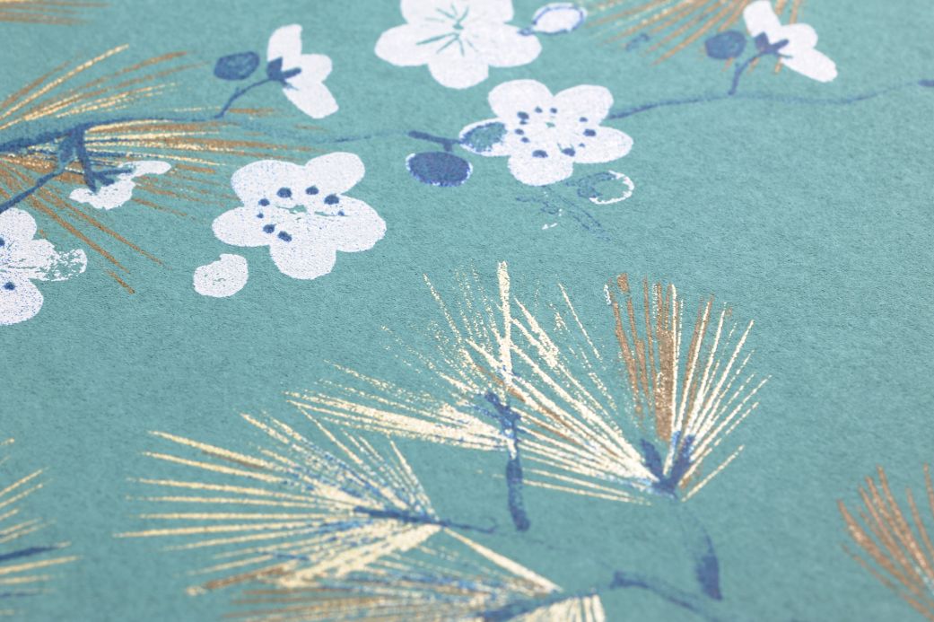 Wallpaper patterns Wallpaper Makino mint turquoise Detail View