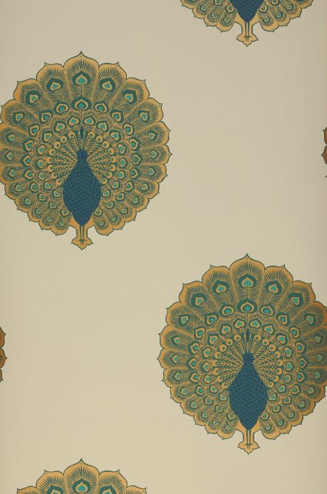 Papier peint avec des animaux Papier peint Peacock Style or nacré Largeur de lé