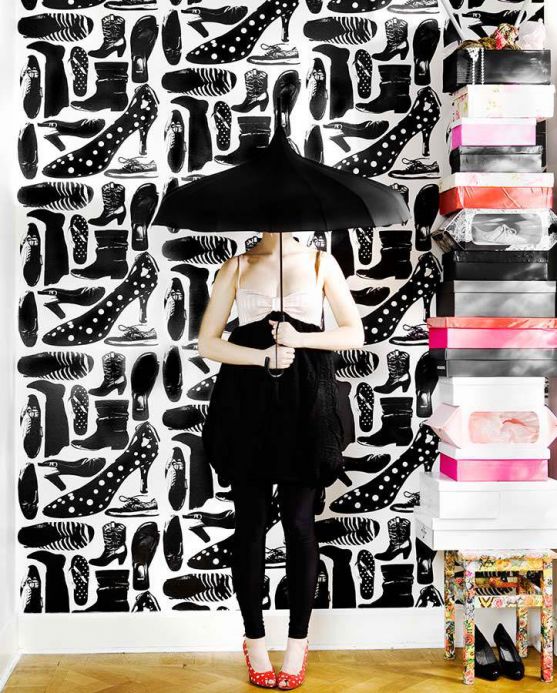 Paper-based Wallpaper Wallpaper Svärmor black Room View